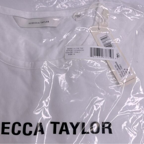 NEW Rebecca Taylor White A-line Puff Sleeves T-shirt US M - Picture 5 of 5